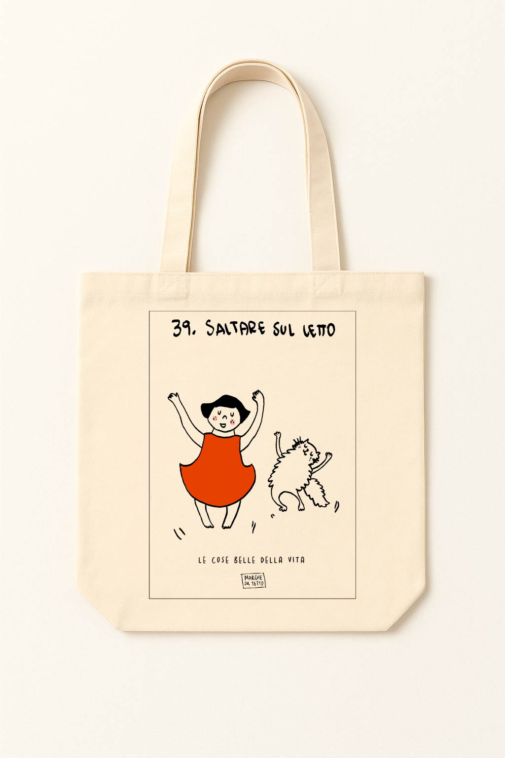 The beautiful things in life - 39. Jumping on the bed - tote bag