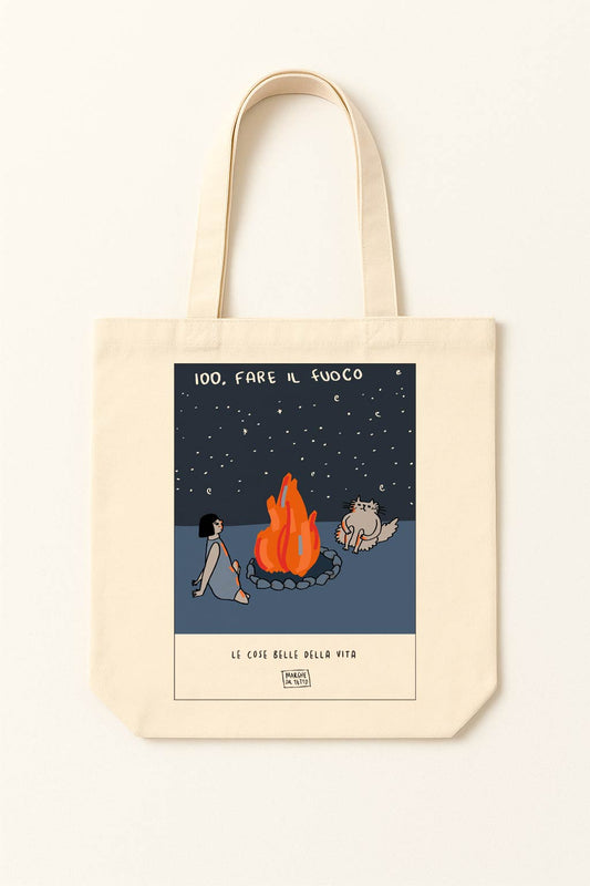 The beautiful things in life - 100. Light a fire - tote bag