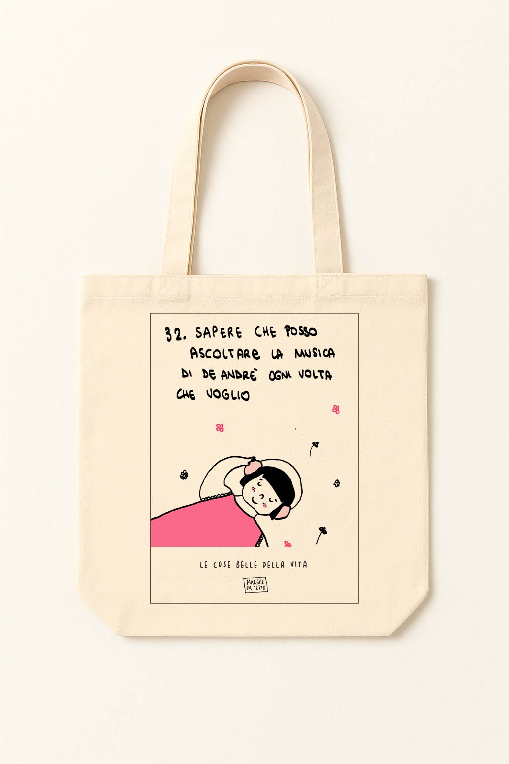 Lo bueno de la vida - 32. Saber que puedo escuchar la música de De Andrè siempre que quiera - bolsa de tela